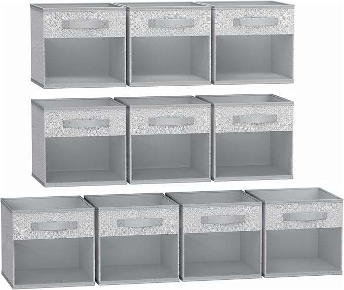 DIMJ Storage Cubes, Cube Storage Bin, 10 Pack Foldable Cubes with Window, Closet Organizer Boxes with Handle, 12.2 x 12.2 inch Storage Organizer for Clothes, Toys, Books