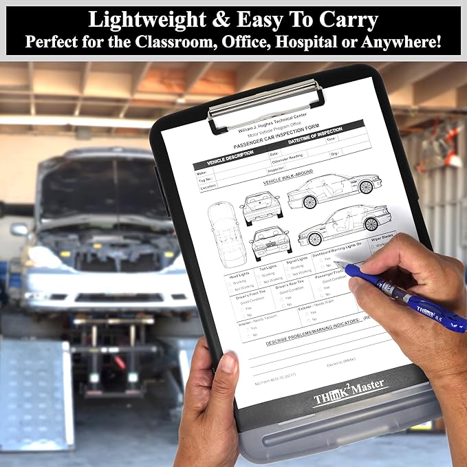 Think2Master [3 Pack] Black Plastic Storage Clipboard with Pencil Holder. | 25% Heavier & 25% Sturdier| Heavy Duty. Nursing, Teacher & Classroom Must Have.