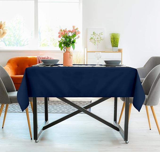 Utopia Kitchen Rectangle Table Cloth 2 Pack(54x54 Inches, Navy Blue), Tablecloth Machine Washable, Polyester Table Cover for Dining, Buffet Parties, Picnics, Events, Weddings and Restaurants