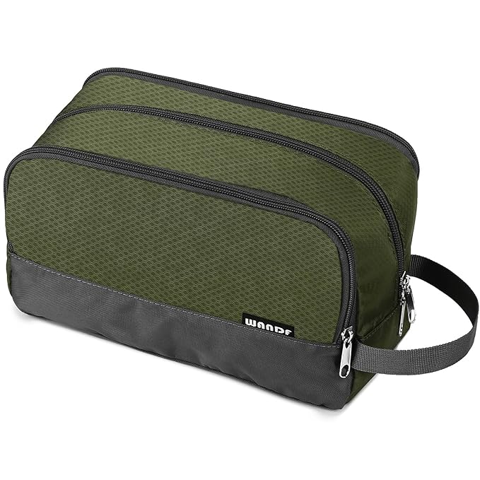 Toiletry Bag for Men, Hanging Dopp Kit, Water-Resistant Shaving Bag, Small Toiletry Bag for Traveling (Army Green)