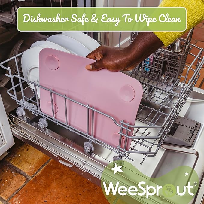 WeeSprout Silicone Suction Placemats for Babies, Toddlers & Kids, Durable Food Grade Silicone With Non-Slip Suction, Dishwasher Safe, for Dining Table & Restaurants + Travel Case, 2 Pack