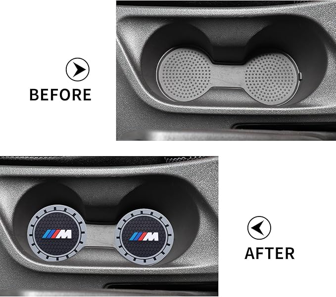 Car Cup Coaster, 2PCS Universal Non-Slip Cup Holders, Compatible with BMW M Series Car Cup Holder Coasters，Car Drink Coaster Holder Accessory, Black