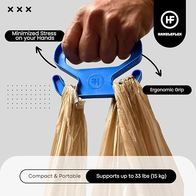 Handle Magic (2 Units) – Ergonomic Shopping Bag Handle | Comfort Grip for Grocery Bags | Lightweight Household Accessory for Daily Shopping & Travel (Blue)