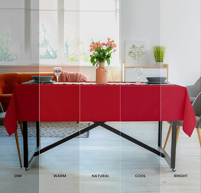 Utopia Kitchen Rectangle Table Cloth 2 Pack (60x102 Inches, Red), Machine Washable Polyester Table Cover for Dining, Buffet Parties, Picnics, Events, Weddings and Restaurants