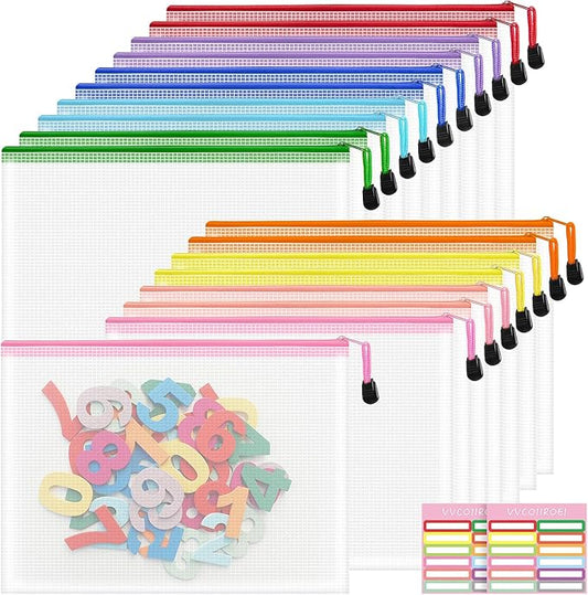 18pcs Mesh Zipper Pouch Bags, B5 Mesh Pouch, 9 Colors Zipper Pouches for Organizing, Travel Pouch, School Office Organize