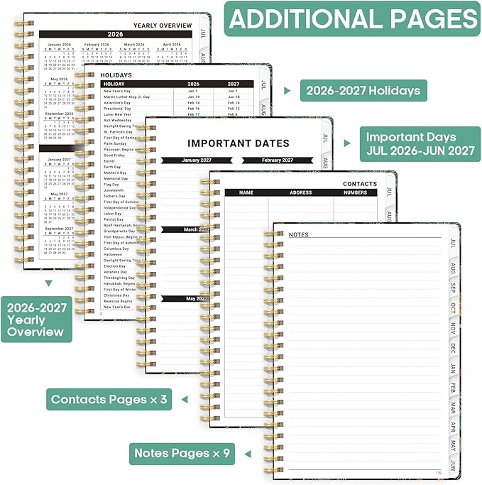 Academic Planner 2026-2027, Weekly and Monthly Calendar Book, July 2026 – June 2027, Hardcover Planner with Tabs, Perfect for Teachers, Students, Women & Men, A4 (8.5" x 11") - Crane