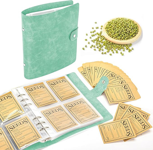 U0U Seed Storage Envelopes, Green Resealable Sealing Seed Envelopes Garden Seed Organizer Storage Box,Seed Packet Organizer Seed Collecting Template for Vegetable (Green)