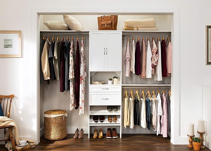 ClosetMaid SuiteSymphony Wood Closet Drawer, Add On Accessory, Shaker Style, For Storage, Closet, Clothes, 25” x 5” Size for 25 in. Units, Pure White