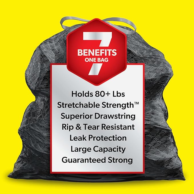 Glad Large 30 Gallon Trash Bags, Clorox Mountain Air Heavy Duty Garbage Bags, Forceflex with Drawstring, 25 Count (Packaging May Vary) (Pack of 6)