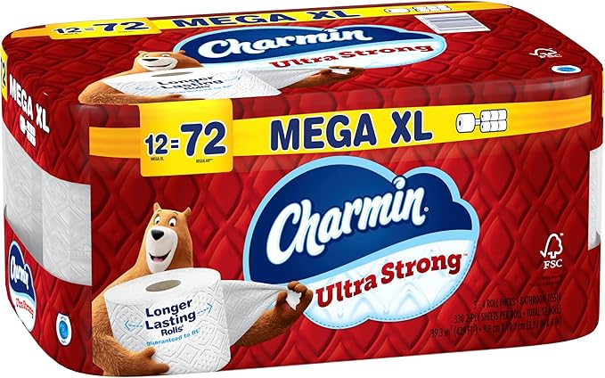 Charmin Ultra Strong Toilet Paper 12 Mega XL Rolls, 330 Sheets Per Roll