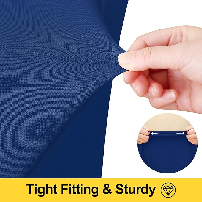 Smiry Spandex Tablecloth, Elastic Fitted Stretch Tablecloth for 5FT Rectangle Tables, Waterproof Washable Table Cover Skirt for Outdoor, Wedding, Banquet & Parties (Navy, 60Lx30Wx30H Inch)