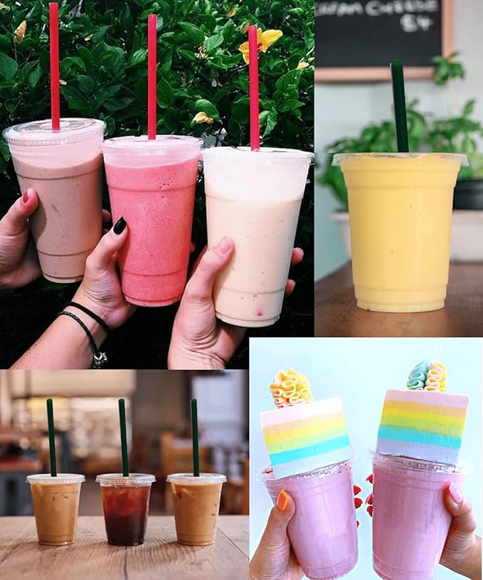 Cappatua 16 oz Clear Plastic Cups with Lids and STRAWS, Disposable Drinking Cups for Cold Drinks, Iced Coffee, Milkshakes, Smoothies, 25 Sets