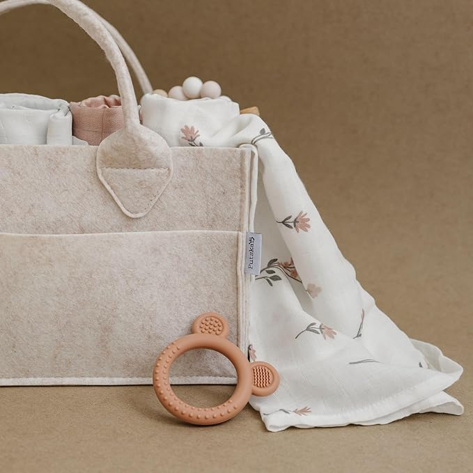 PUTSKA Baby Diaper Caddy Organizer - Nursery Storage Basket for Diaper Station, Baby Basket Shower Gift List and Registry Must-Have, Newborn Essentials, Nursery Decor for Boy or Girl-Mocha,Extra Large