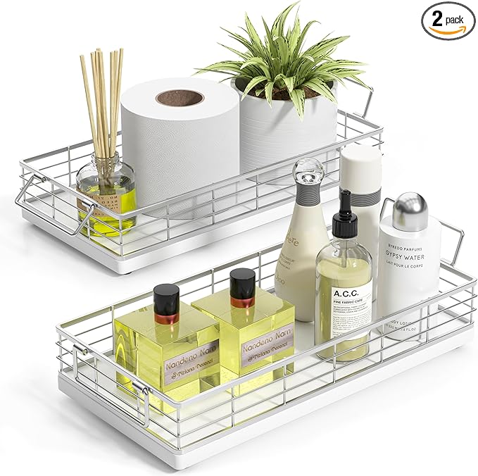 Toilet Paper Basket, 2PCS 13 Inch Bathroom Tank Tray Top of Toilet Storage Toiletries Organizer for Bathroom, Living Room and Kitchen