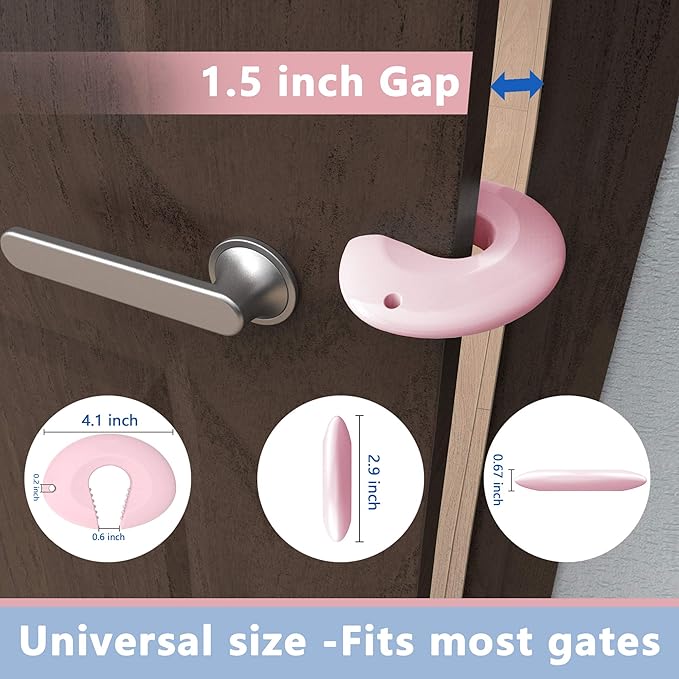 Door Pinch Guard and Door Slam Stopper, Durable Silicone Door Finger Pinch Guard, Prevents Slamming on Even Heavy Doors, Non-Toxic & Pet Friendly, 4 Packs (2 Pink 2 Blue)