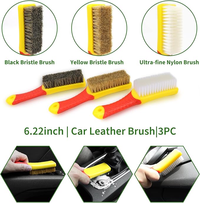 18Pcs Car Detailing Kit, Interior Car Cleaning Kit, Leather & Textile Car Interior Brush, Car Detailing Brush Set with Windshield Cleaning Tool Complete Car Interior Care Kit