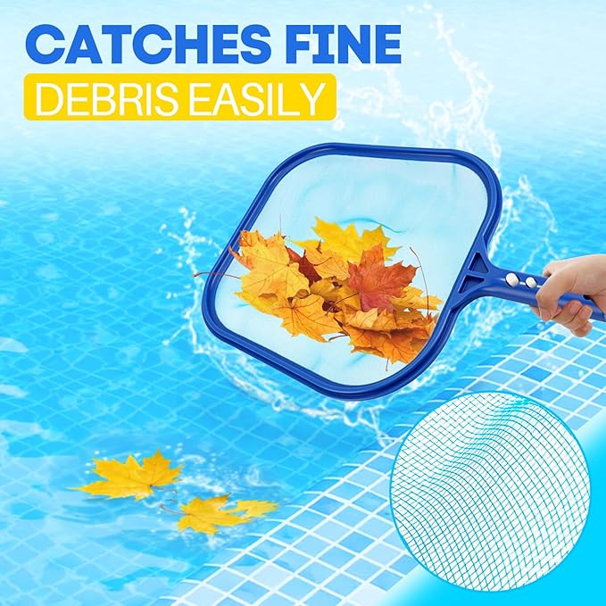 Pool Skimmer Net, Professional Swimming Pool Leaf Skimmer with Heavy Duty Frame, Fine Nylon Flat Mesh for Fast Debris Cleaning, for Above Ground & In-Ground Pools,16×10.8in (No Pole)
