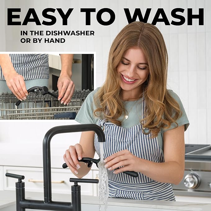 Zulay Kitchen Premium Garlic Press - Durable Garlic Masher with Soft, Easy to Squeeze Handle - Garlic Mincer Tool - Sturdy Easy to Clean Garlic Crusher (Black)