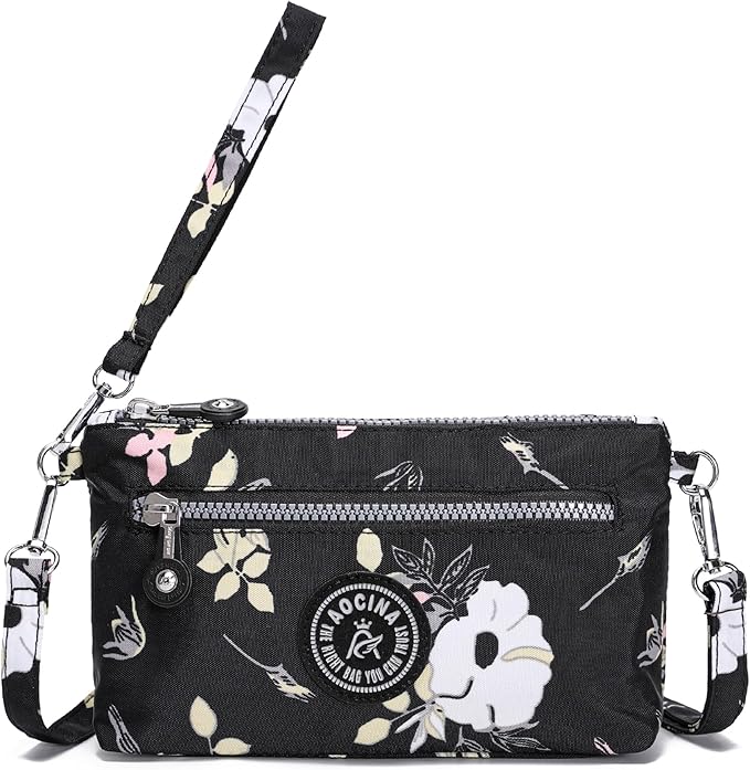 AOCINA Small Wristlet Wallet for Women RFID Blocking Crossbody Purse Gifts for Valentine's Day Nylon Cell Phone Purses
