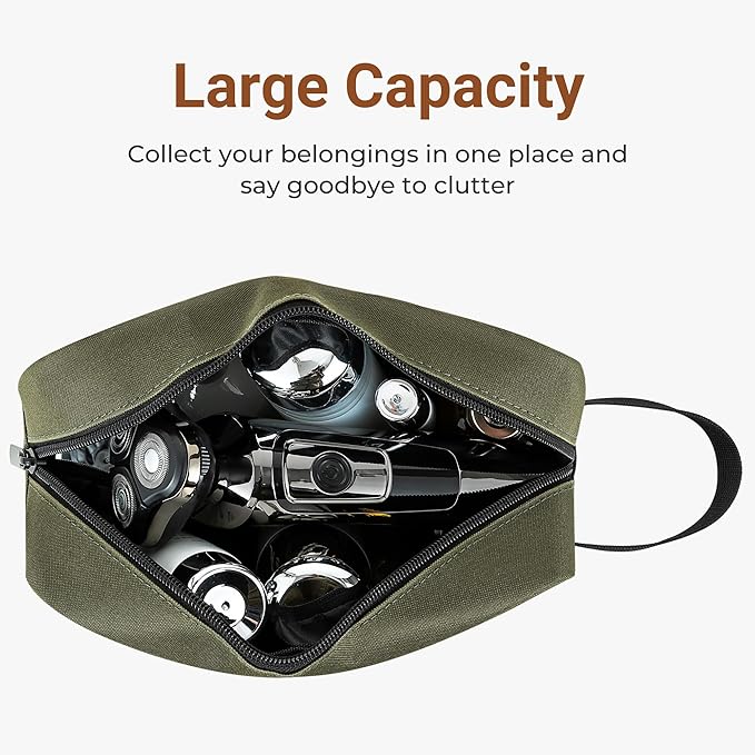 Elviros Travel Toiletry Bag for Women and Men,Lightweight Makeup Bag Hanging Dopp Kit with Shaving Compartment Cosmetic Organizer Small Tool Bag Travel Essentials,Gifts for Men(Army Green)