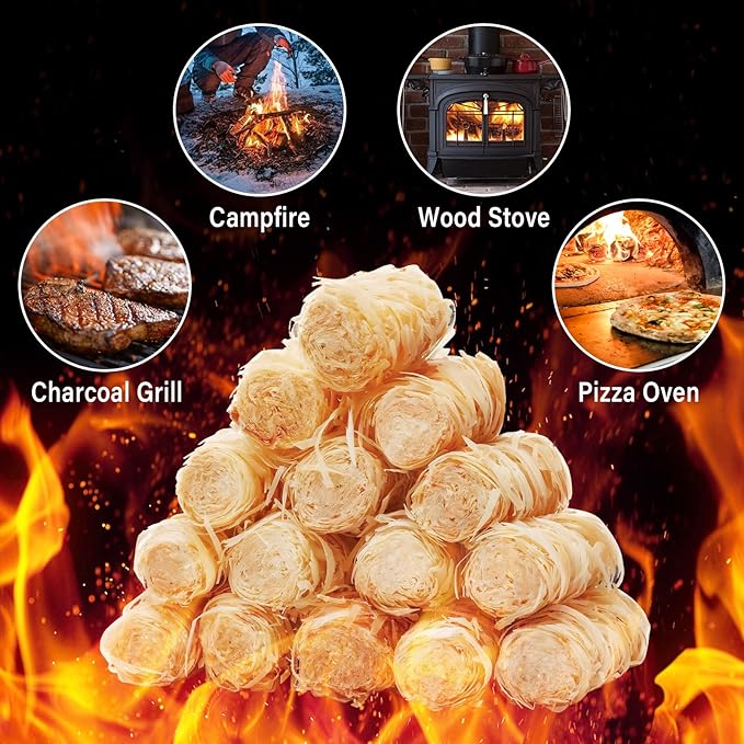 HGD Natural Fire Starters (64 Pcs) - Waterproof & Odorless Charcoal Starters for Fireplace, Campfire, BBQ, Grill, Fire Pit, Wood & Pellet Stove, Chimney, Pizza Oven & Smoker - Indoor & Outdoor Use