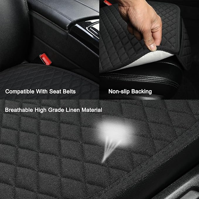 West Llama Linen Car Seat Covers,Bottom Seat Covers for Cars Include 1 Piece Front Driver Seat Pad Mat Universal Fits 90% Vehicles,SUVs,Cars,Sedans(1Piece-Black)
