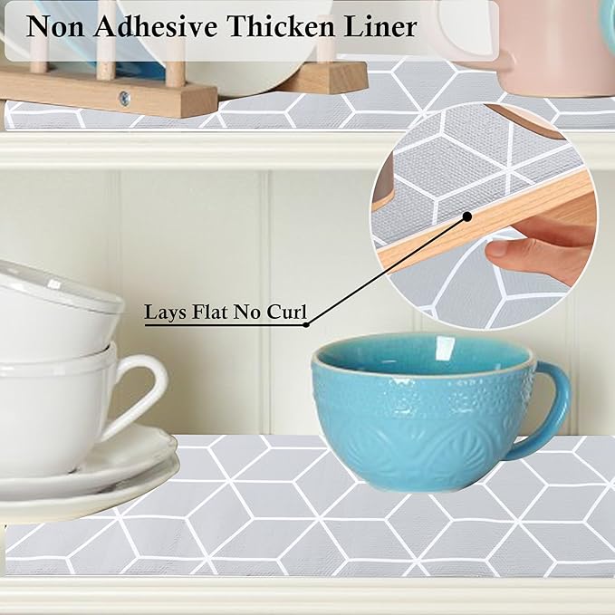 Shelf Liners for Kitchen Cabinets 24 Inch Wide X 20 Ft Non Adhesive Cabinet Drawer Liner Non Slip Water Oil-Proof Strong Grip Pantry Shelves Liner Bathroom Drawer Mat Cupboard Closet Fridge Liner