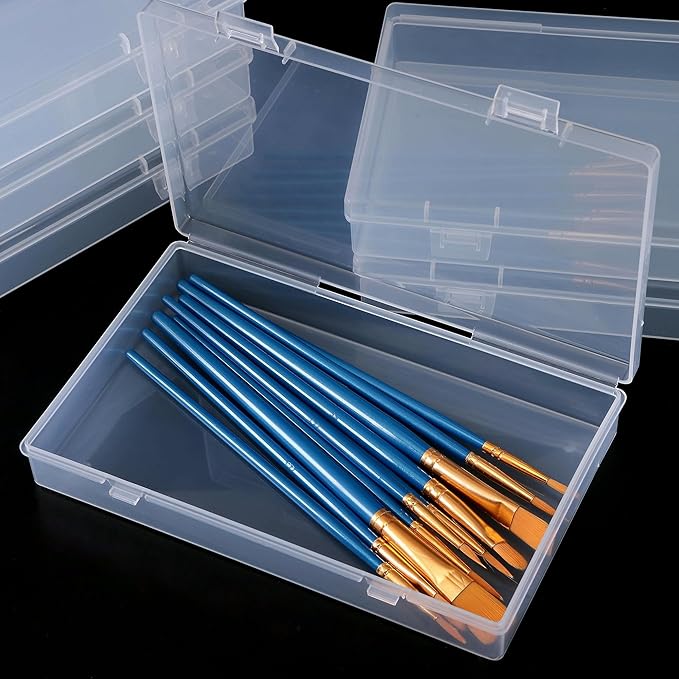 LJY 6 Pieces Rectangular Empty Mini Clear Plastic Organizer Storage Box Containers with Hinged Lids (7.1 x 4.3 x 1.2 inch, Transparent)