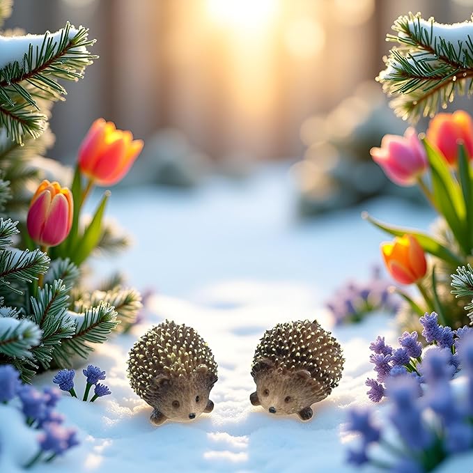 2Pcs Mini Hedgehog Resin Figurines,Lively Animal Statues for Fairy Gardens, Bonsai and Plant Pots,Micro Landscape Decor, Miniature Wild Sculptures for DIY Craft and Home Decor