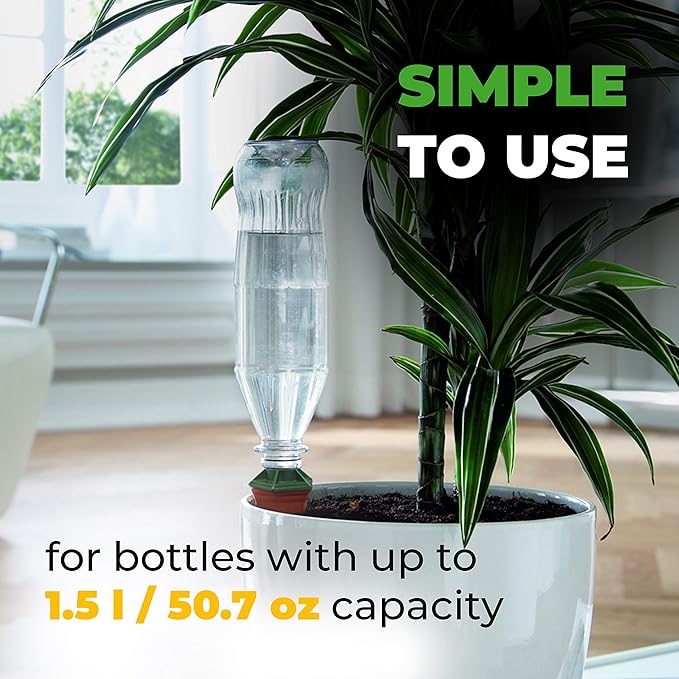 BioGreen PET Adapter for Watering Stakes Hydro Wine | for Reusable Bottles up to 6.3 Cups | Environmentally Friendly | Effortless Plant Care | 4 Pcs