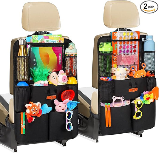SURDOCA Car Organizers and Storage, Upgraded Car Seat Organizer with 11-inch Touch Screen Tablet Holder, Backseat Car Organizer with 8 Pockets, Car Seat Protector Road Trip Essentials for Kids