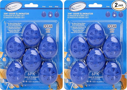 Air Jungles Shoes Deodorizer Ball 12 Count, Ocean Scent, Odor Remover Balls for Sneakers Boot Shoe, Essential Oil Provides Natural Freshness