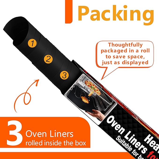 Heavy Duty Oven Liners for Bottom of Oven, Non Stick Teflon Liners for Electric or Gas Ranges, Reusable Mats for Electric Gas Microwave or Grill, BPA & PFOA Free Spill Guard, Kitchen Accessory