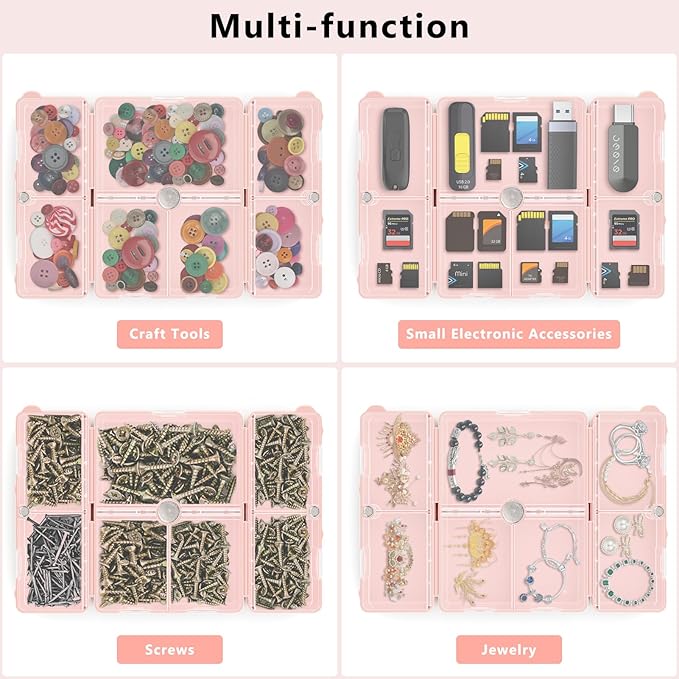 FYY 2 Pcs Daily Pill Organizer, 7 Compartments Portable Pill Case Travel Pill Organizer,[Folding Design] Pill Box for Purse Pocket to Hold Vitamins,Cod Liver Oil,Supplements and Medication-Navy+Pink