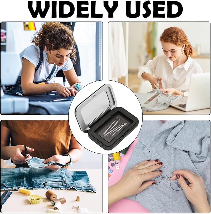 Magnetic Needle Holder Case with Clear Lid, Strong Built-in Magnet Secures Pins Under 6.5cm, Sewing Needle Organizer Box with Snap Closure, Craft Supplies Storage Gift for Sewers