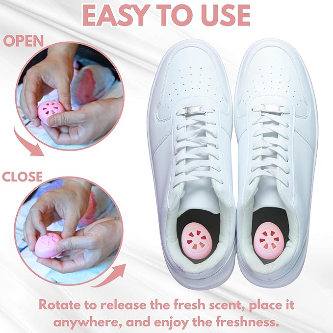 Air Jungles Shoes Deodorizer Ball 12 Count, Honey Peach Scent, Odor Remover Balls for Sneakers Boot Shoe, Essential Oil Provides Natural Freshness