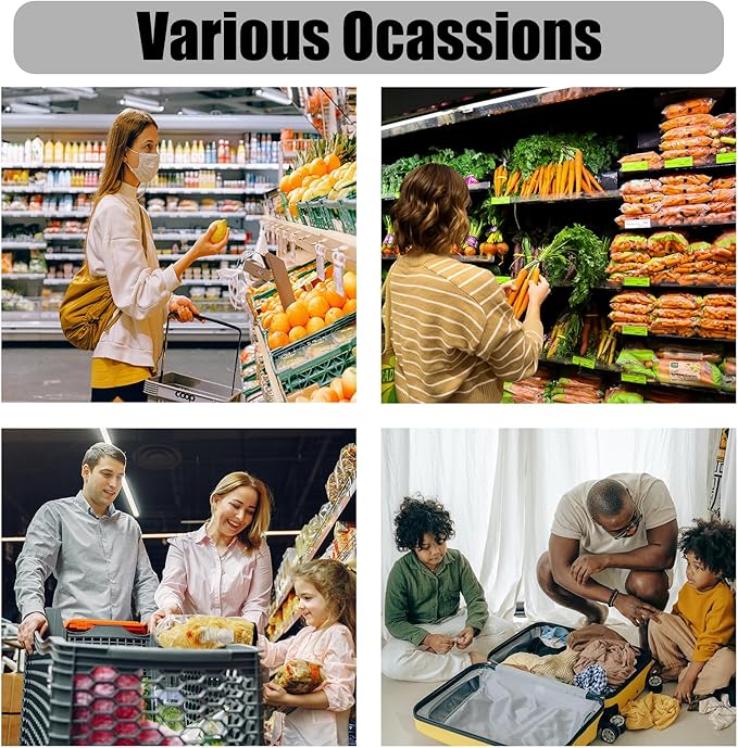 5 Pack Foldable Reusable Shopping Bags - 210D Nylon Waterproof Large Capacity Grocery Bags, Compact Travel Bag for Pinic, Groceries, Beach, Storage