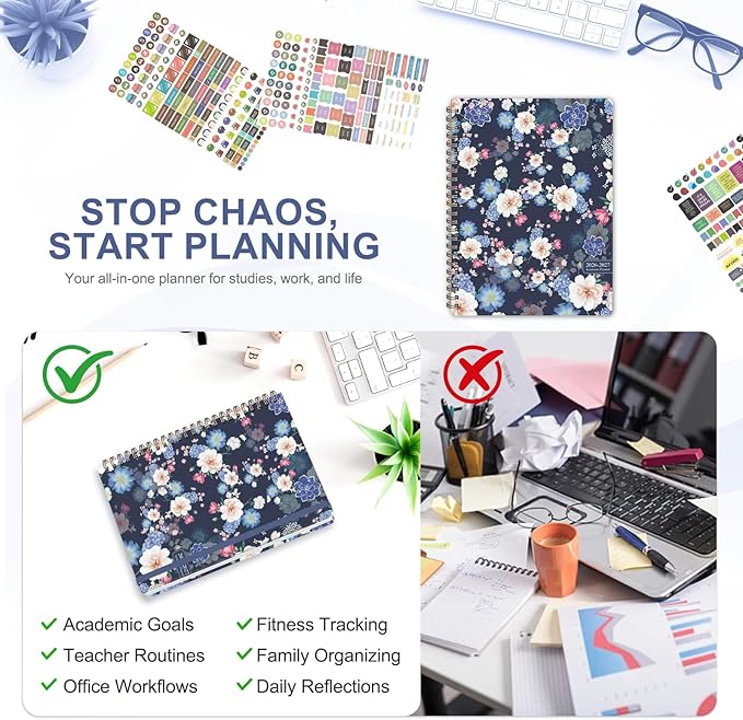 Planner 2026-2027, Weekly and Monthly Academic Planner, July 2026 - June 2027, Hardcover Calendar Agenda Book for School Year Planning, School Supplies for Teacher and Student, A5(6.3'' x 8.5'')