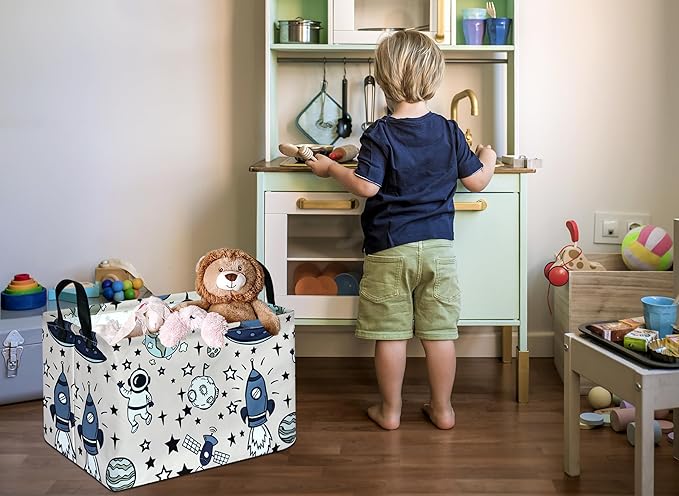 Rec Spaceman Print Box Hamper Storage Basket Collapsible Organizer Bin Gift Shelf Baskets for Home and Kitchen Storage