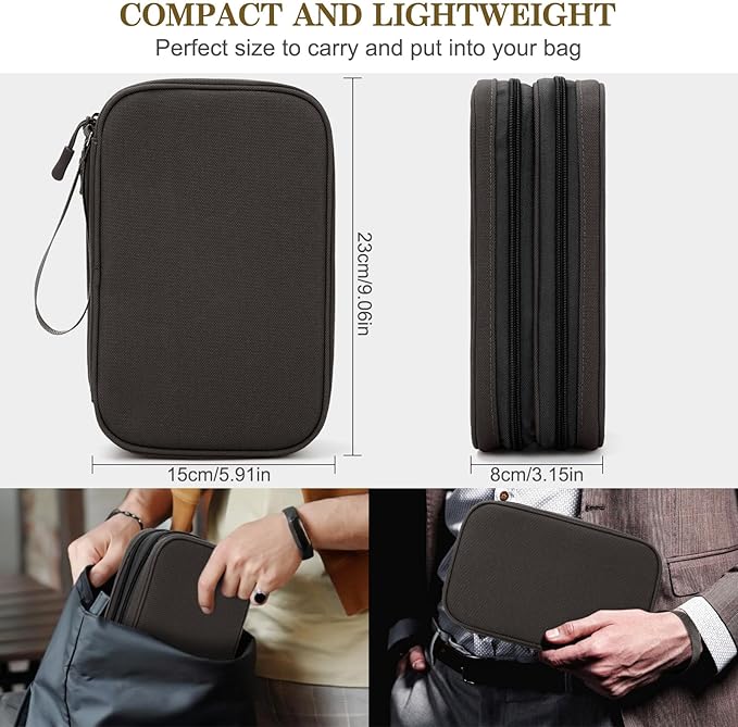 FYY Electronic Organizer, Large Travel Cable Organizer Bag Pouch Electronic Accessories Carry Case Portable Waterproof Double Layers All-in-One Storage Bag for Cable, Cord, Charger, Phone, Coffee