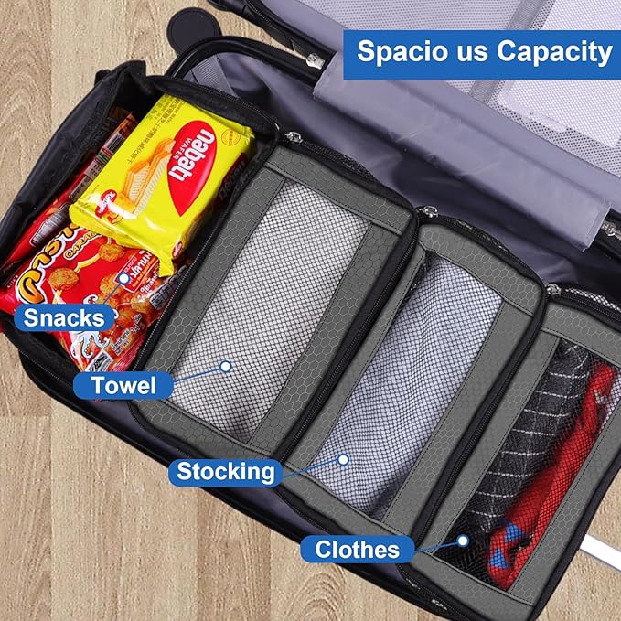 Suitcase Organizer, Travel Luggage Organizer Portable Hanging Travel Shelves Collapsible Hanging Packing Cubes for Carry-on Suitcase