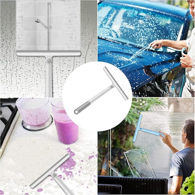 Window Squeegee, 2 Pack Shower Squeegee for Glass Doors Bathroom Mirror Windows Cars and Tile Walls, Silicone Plastic Squiggy Cleaner Tool 12 inch（4 Pack