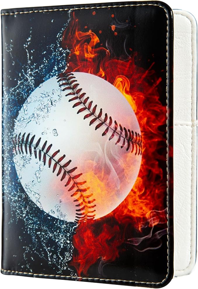 AIRMORS passport Holder,Rfid Blocking Travel Wallet Credit Card Case Cute Passport cover for Women/Men,Boys Girls Travel Essentials (Baseball)