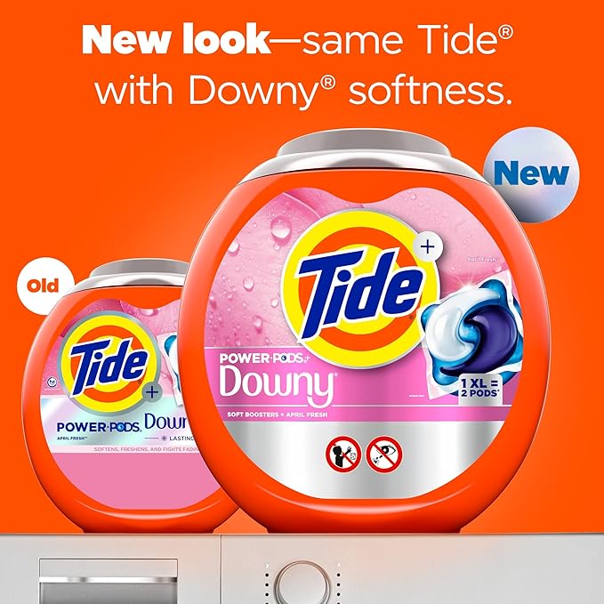 Tide Power PODs + Downy Laundry Detergent Pods, 45 Count, Soft Boosters + April Fresh