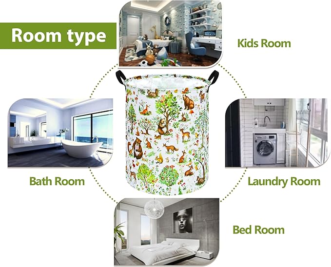 Tree Print Round Laundry Hamper Storage Basket Bins Clothes Nursery Hamper for Home, Gift Storage Bins with Handles