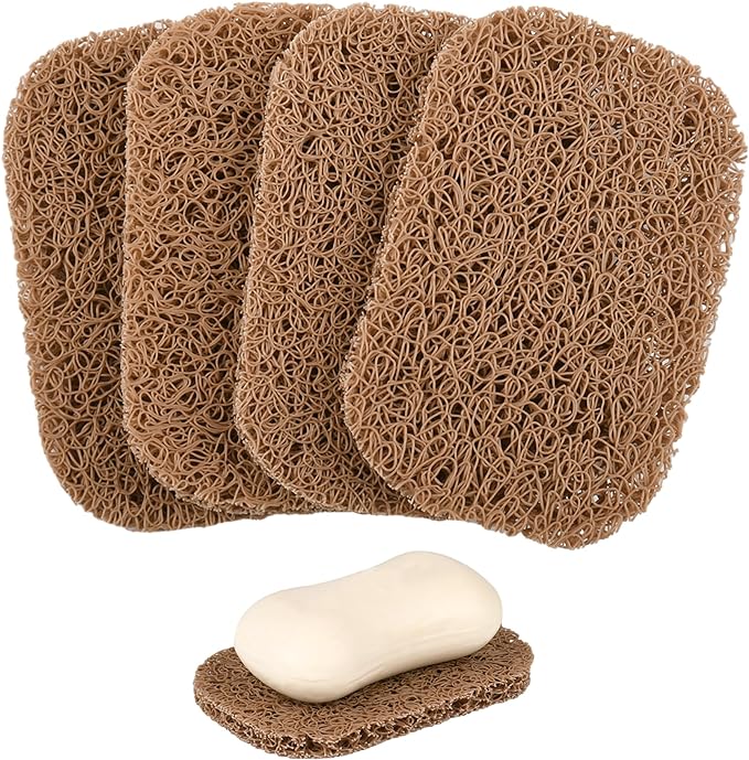 4PCS BPA-Free Soap Savers Pads for Soap Dish,Easy to Clean Soap Lifting Pads Suitable for Shower Kitchen Bathroom Bathroom Travel Hotel Cleaning Product(Coffee)