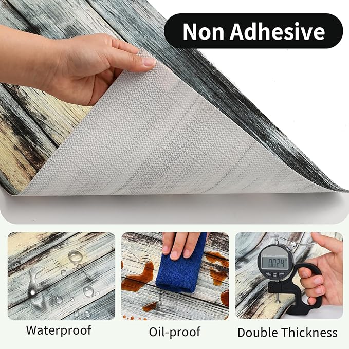 Shelf Liners for Kitchen Cabinets Non Adhesive Drawer Liner 12in x 20FT Blue Shiplap Quatrefoil Thickened Shelf Liner Strong Non-Slip Easy to Clean Tool Box Refrigerator with Knife and Tape Measure