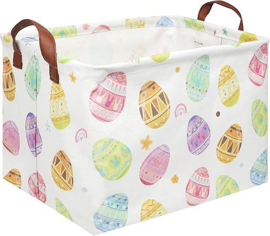 FXOLCSHE Rectangular Easter basket,Laundry Hamper,Kids Toy Storage Basket for baby Bedroom,Kids Storage Bin,Toy Gift Organizerm,Home Decor(Love egg)