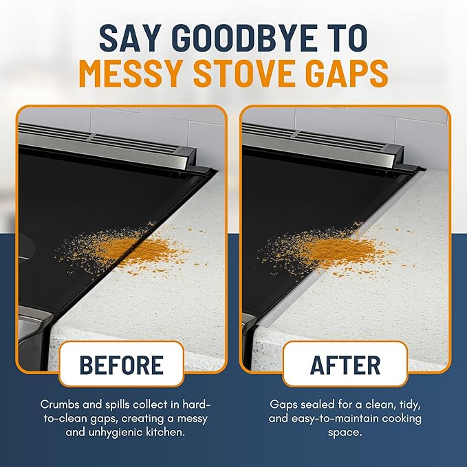 Linda’s Essentials Stainless Steel Stove Gap Covers (2 Pack) Adjustable Length 13.8" to 27.5" Stainless Steel, Steel Adjustable Gap Covers, Counter, Oven & Stove Gap Filler