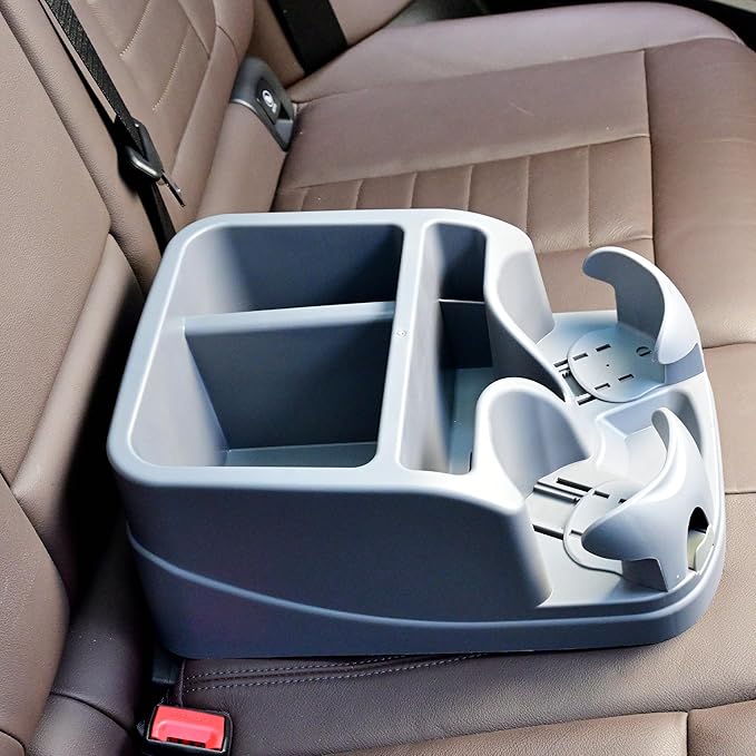Center Console for Cars, Car Center Console Organizer, Console Cup Holder for Trucks, Floor Cup Holder for Truck, Minivans, Suvs, Vehicle Organizer (Gray)